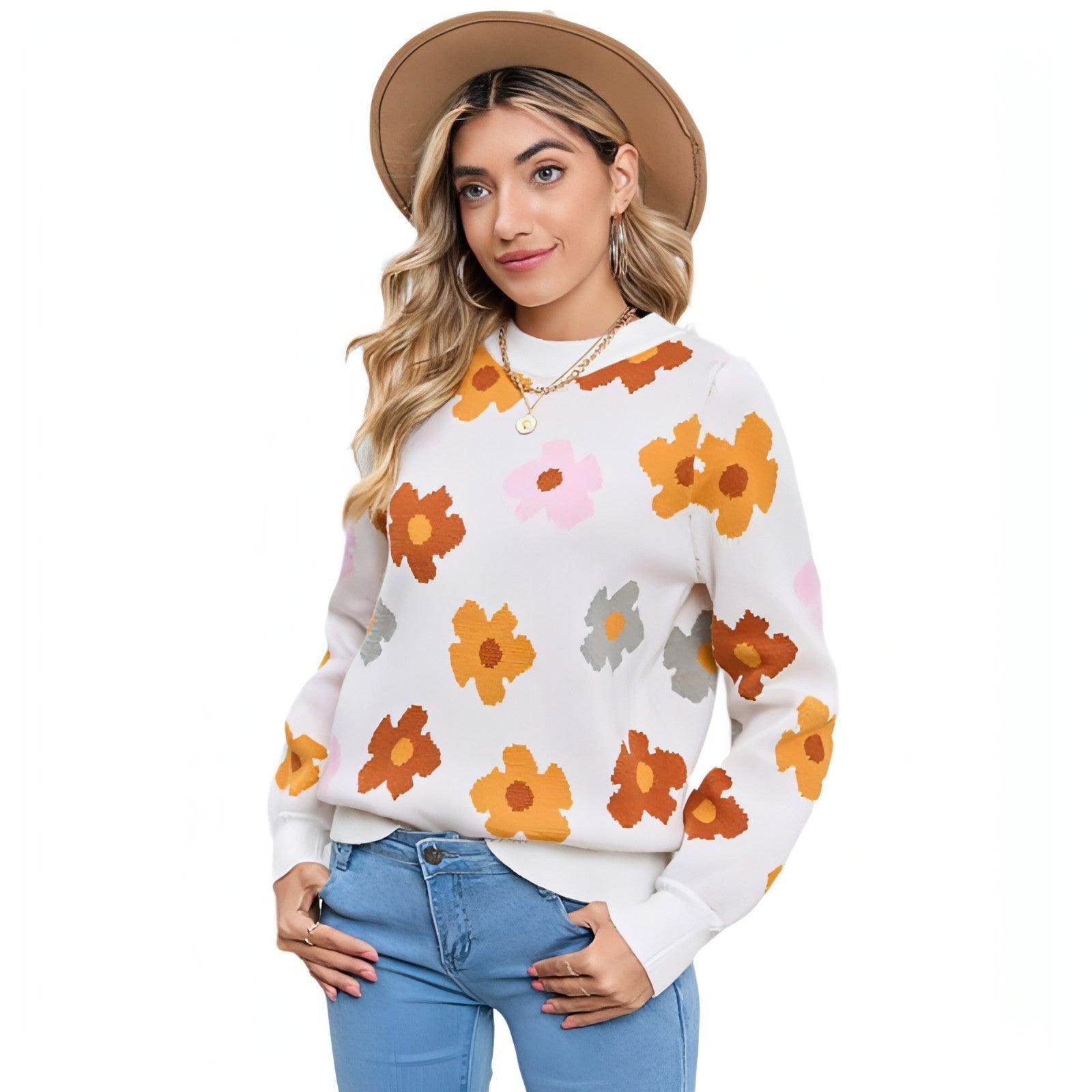 Knitted Thread Sweater Women's Flower - Which Mark