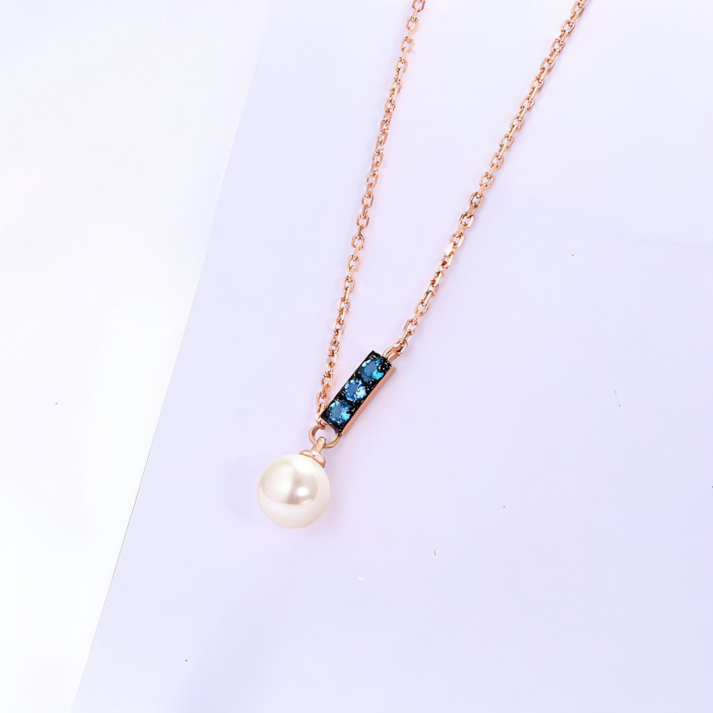 14K Rose Gold Jewelry New Korean Pearl Necklace Pendant all-match gold - Which Mark