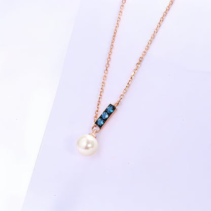 14K Rose Gold Jewelry New Korean Pearl Necklace Pendant all-match gold - Which Mark