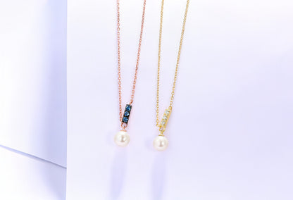 14K Rose Gold Jewelry New Korean Pearl Necklace Pendant all-match gold - Which Mark