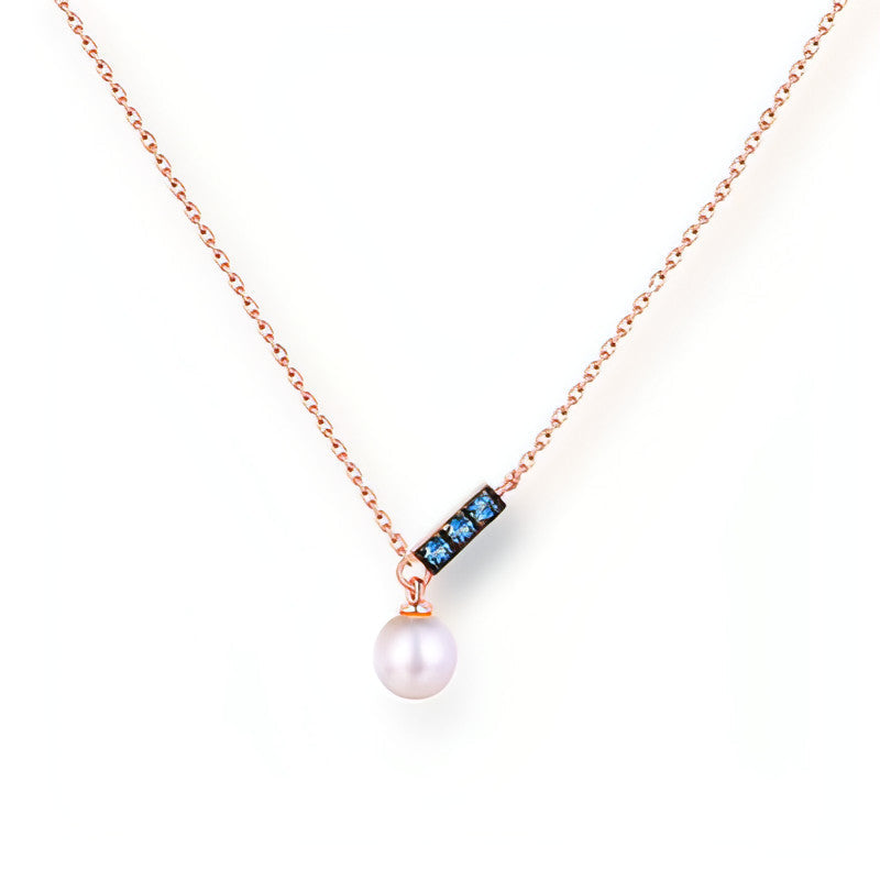 14K Rose Gold Jewelry New Korean Pearl Necklace Pendant all-match gold - Which Mark