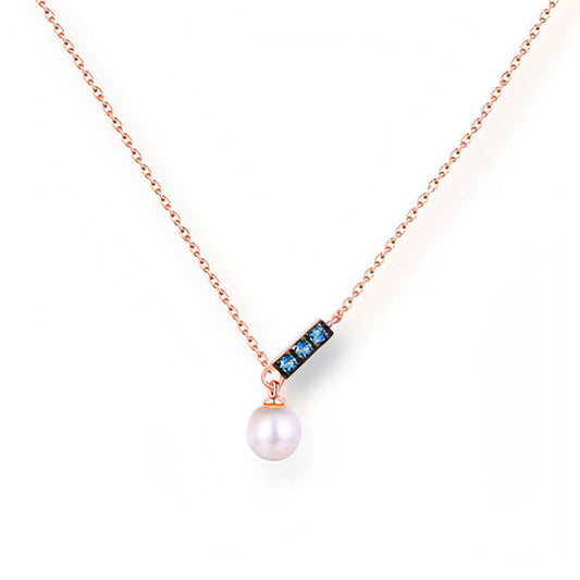 14K Rose Gold Jewelry New Korean Pearl Necklace Pendant all-match gold - Which Mark