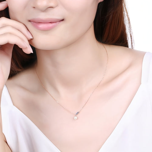 14K Rose Gold Jewelry New Korean Pearl Necklace Pendant all-match gold - Which Mark