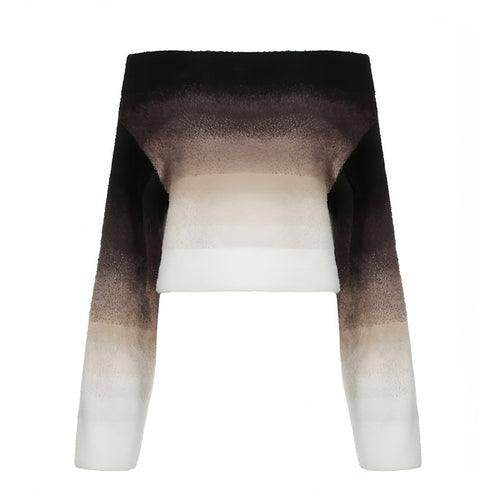 Gradient Off-neck Long-sleeved Woolen Top Women Sweater - Which Mark