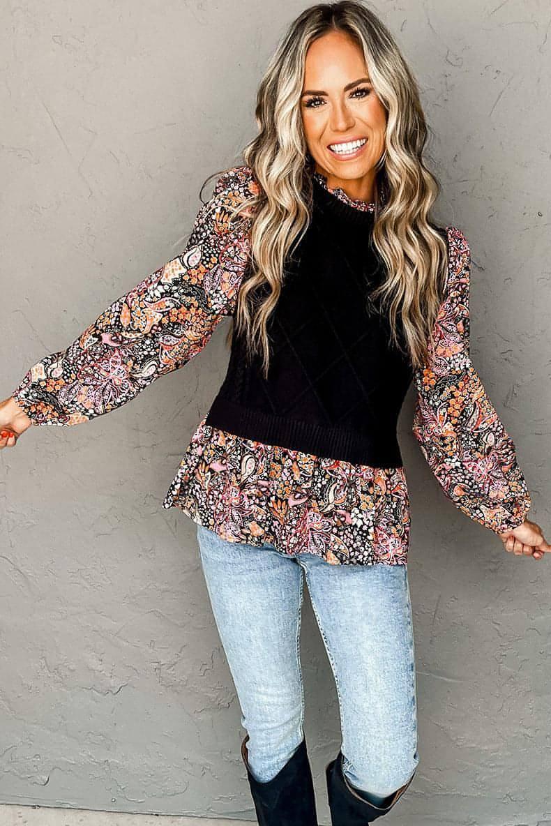 Sweater Women Loose Contrast Color Long Sleeves - Which Mark