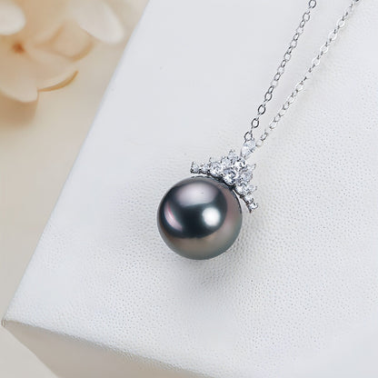 Black Pearl 18K Gold Pendant S925 Silver Necklace Female - Which Mark