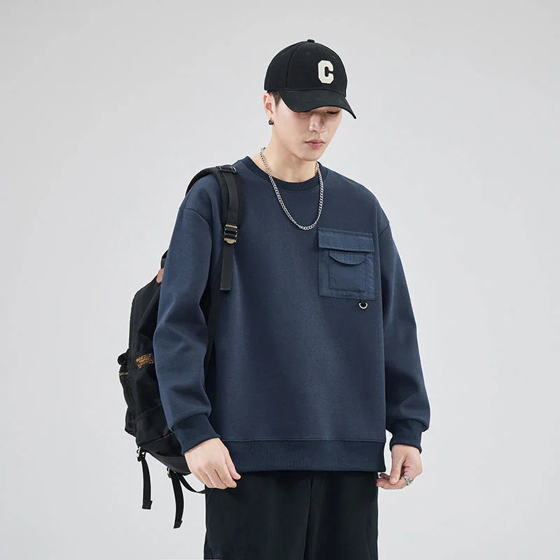 Men's Autumn Loose Round Neck Sweater - Which Mark