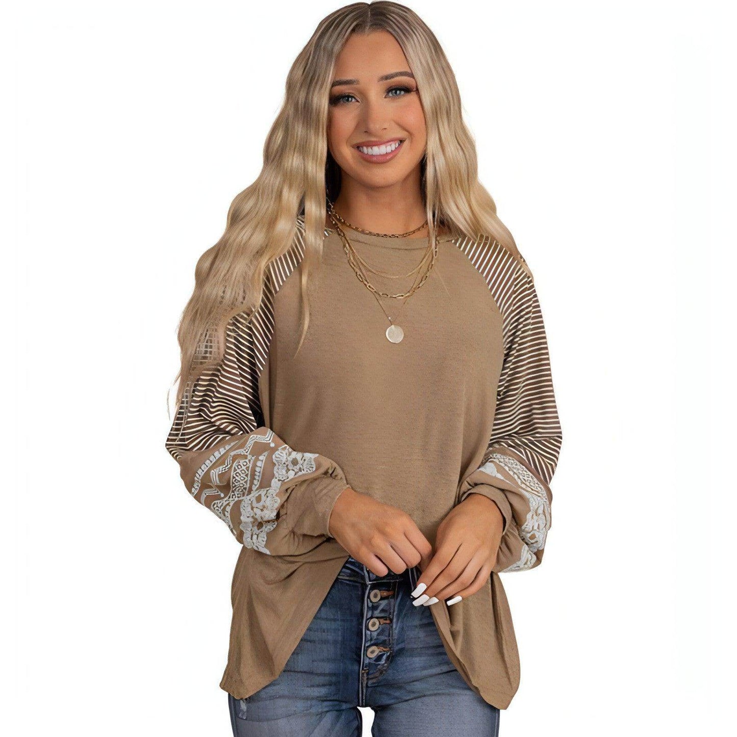 Sweater Round Neck Long Sleeves Top For Women - Which Mark