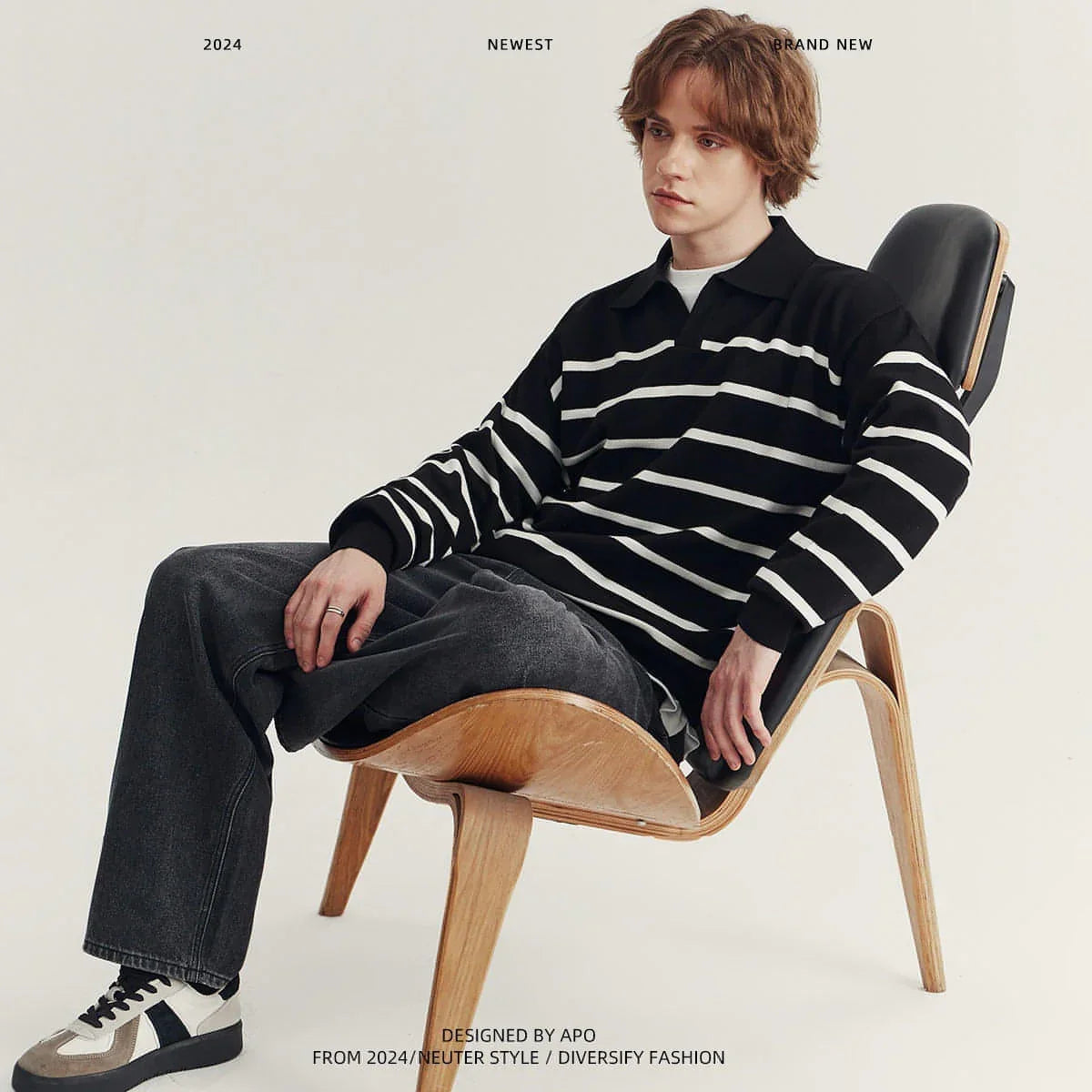 High-grade Loose Contrast Color Striped Sweater Long Sleeve Inner Wear - Which Mark