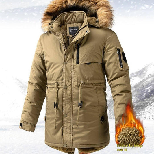 Zipper Solid Color Regular Brown Extra Thick Men 's Jacket - Which Mark