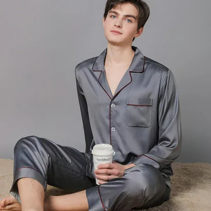 New Spring And Autumn Silk Couple Pajamas For Women - Which Mark