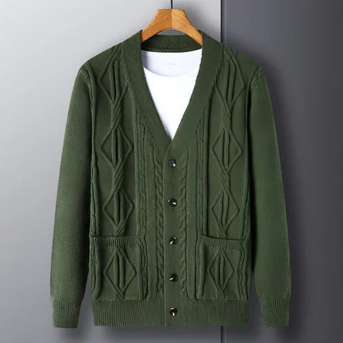 Knitted Cardigan Rhombus Loose Casual Sweater Coat Men - Which Mark
