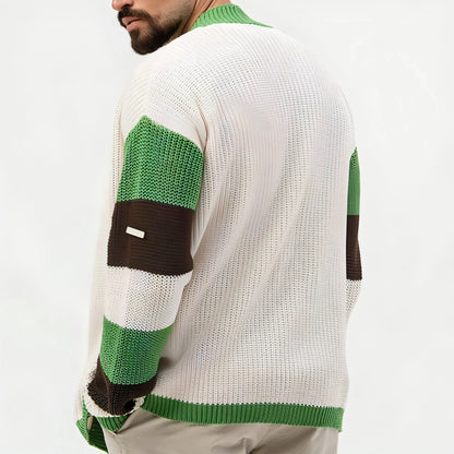 A.1 Loose Contrast Color Woolen Cardigan Jacket Sweater Men - Which Mark