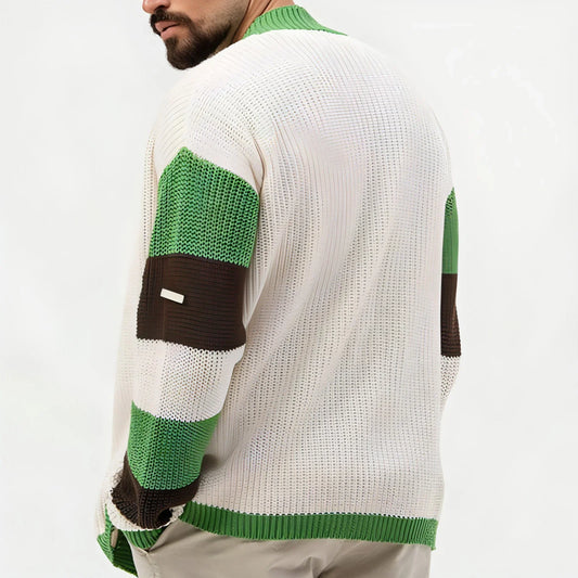 A.1 Loose Contrast Color Woolen Cardigan Jacket Sweater Men - Which Mark