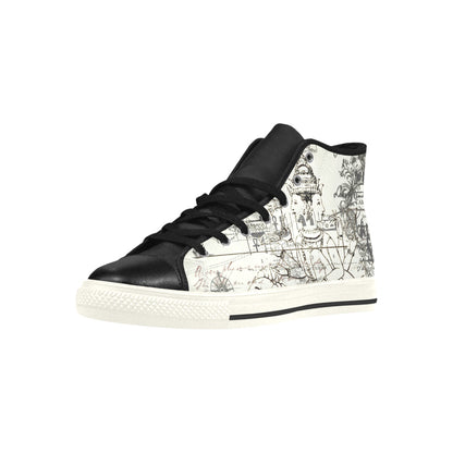 MAP AND SOME ILLUSTRATIONS High Top Action Leather Men's Shoes - Which Mark