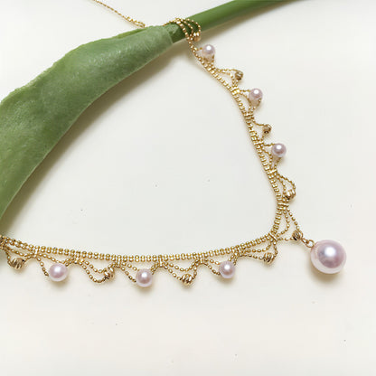 Aurora 18K Gold Lace Pearl Necklace - Sea Elegance - Which Mark