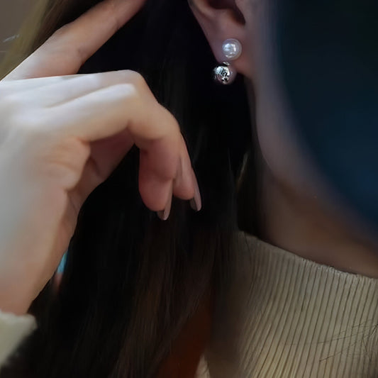 Pearl And Small Gold Ball Combined With Gold Earrings - Which Mark
