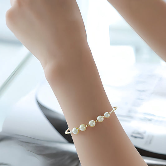 European And American New Light Gold Pearl Bracelet - Which Mark
