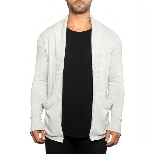 Solid Color Cardigan Sweater With Pockets Casual Men's Long-sleeved - Which Mark