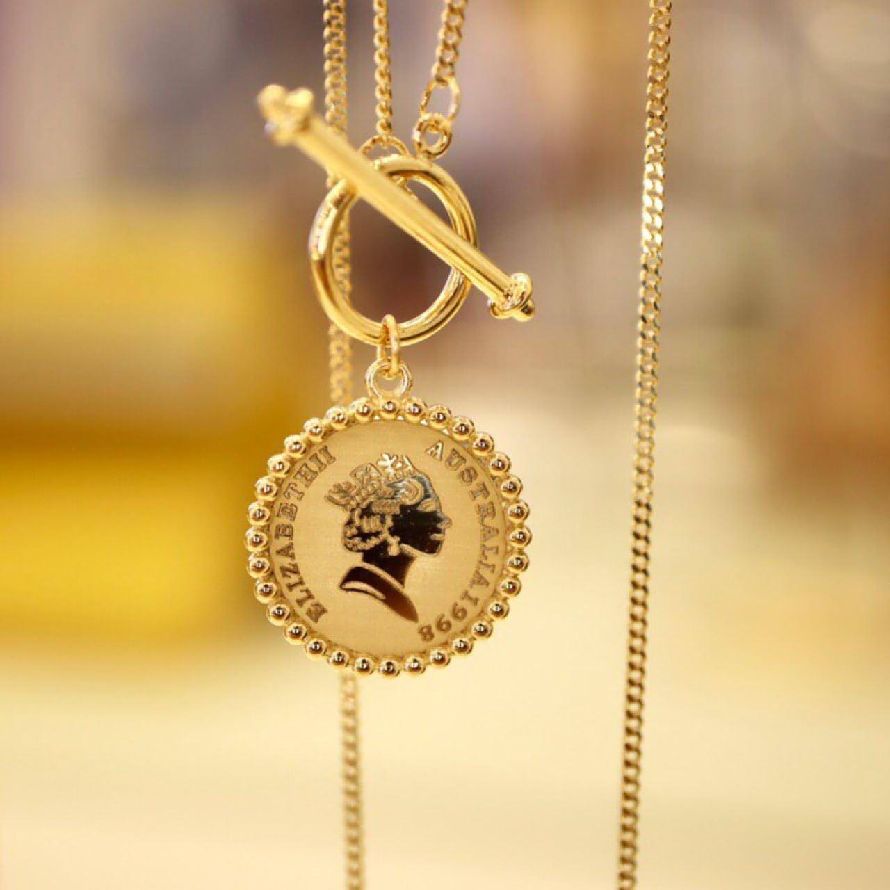 Gold Retro Round Brand Pure Jewelry Necklace - Which Mark