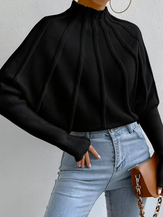 Solid Color Loose Spider Mesh Casual Short Sweater Women - Which Mark