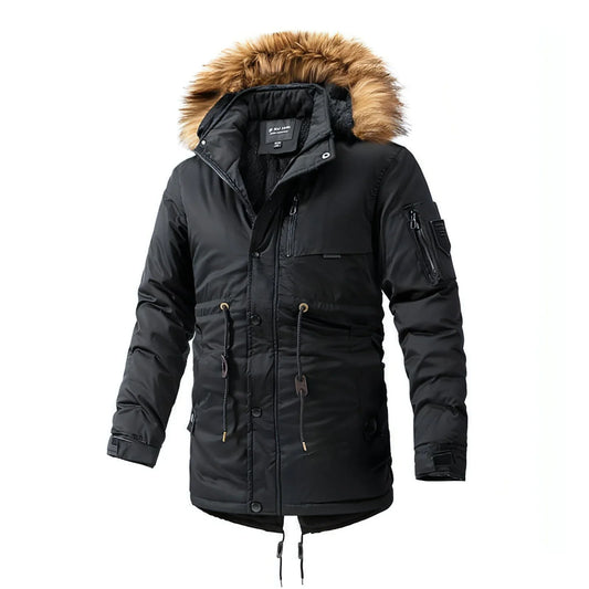 Zipper Solid Color Regular Brown Extra Thick Men 's Jacket - Which Mark