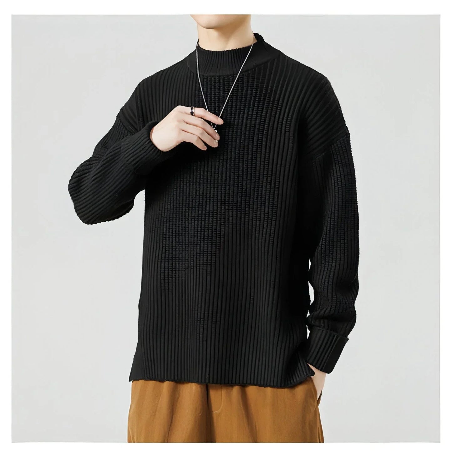 Half High Necked Sweater For Men's Casual Knitwear Outerwear - Which Mark