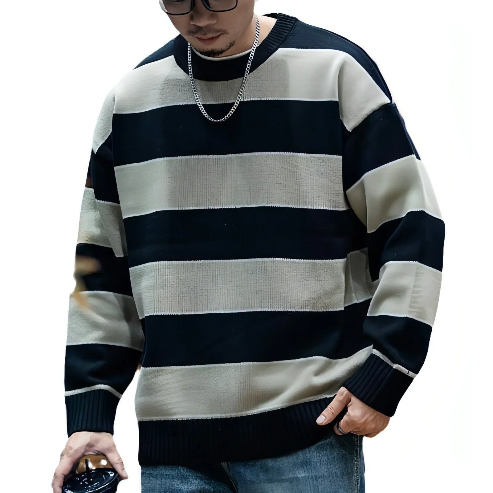 Men's Loose Fashion Brand Crew Neck Casual Sweater Men's - Which Mark