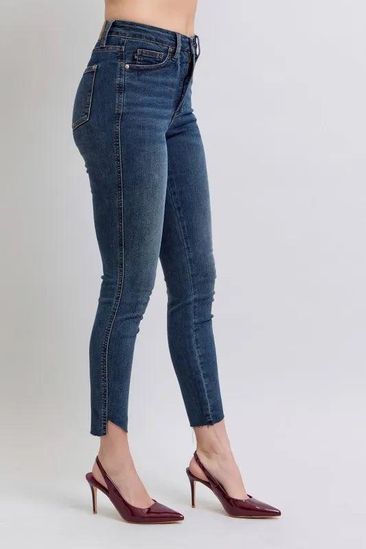 Judy Blue Full Size High Waist Tummy Control Step Hem Skinny Jeans Plus Size - Which Mark