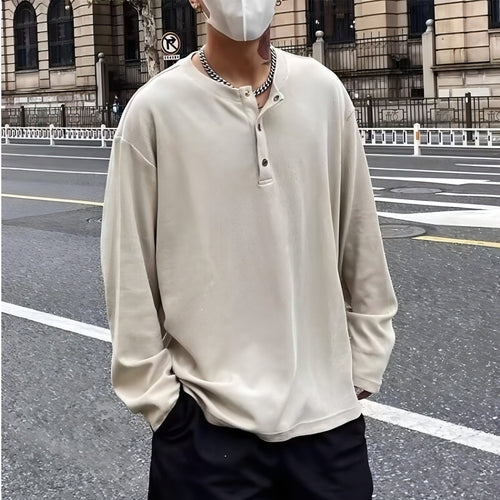 Loose Casual Retro Button Top T-Shirt - Which Mark