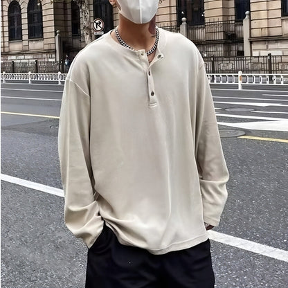 Loose Casual Retro Button Top T-Shirt - Which Mark