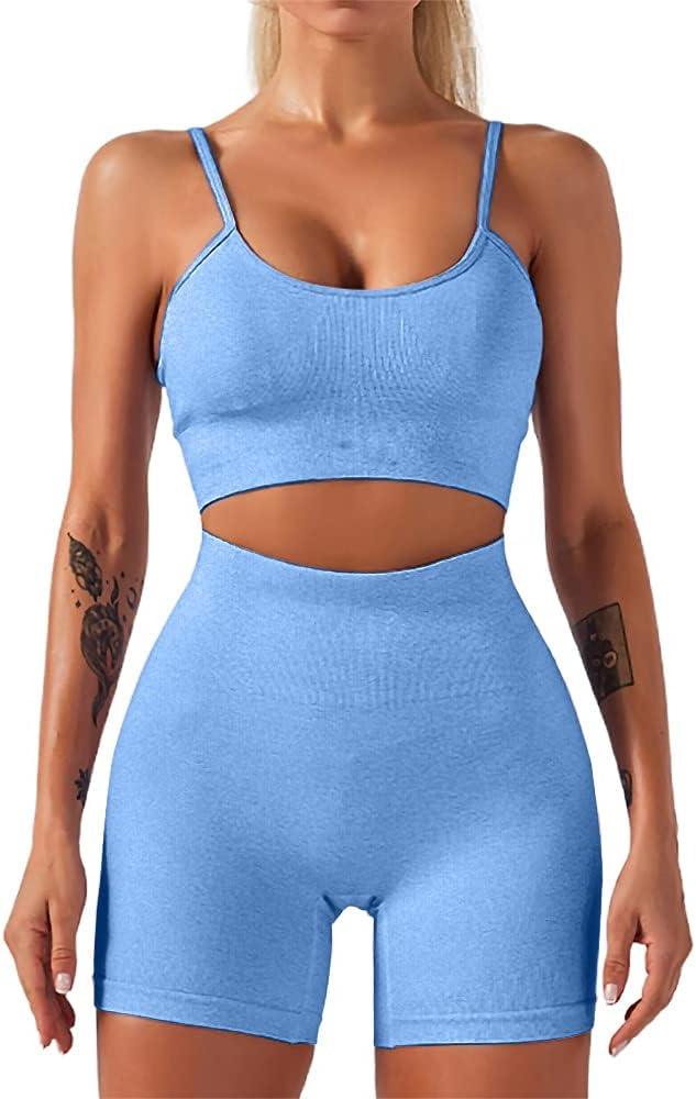 HANERDUN 2 Piece Workout Set for Women Outfit Gym High Waist Leggings with Sport Bra - Which Mark