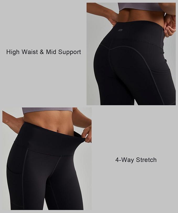 ALONG FIT Leggings for Women with 3 Pockets Buttery Soft High Waisted Yoga Pants Non-See-Through Full-Length Tights - Which Mark