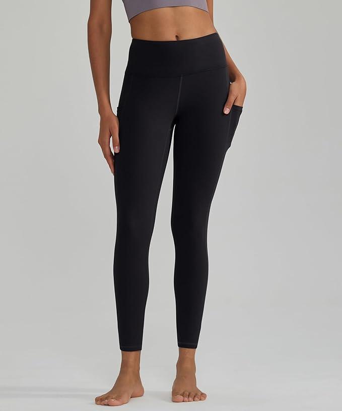 ALONG FIT Leggings for Women with 3 Pockets Buttery Soft High Waisted Yoga Pants Non-See-Through Full-Length Tights - Which Mark