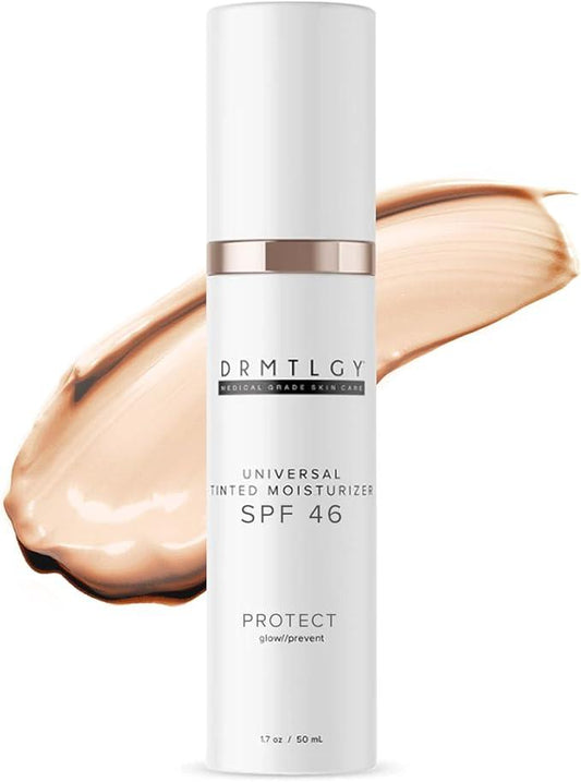 DRMTLGY Anti-Aging Tinted Moisturizer SPF 46 – Sheer Face Sunscreen & Lightweight Makeup with Broad Spectrum UV Protection – Hydrating Skin Care & Face Moisturizer – FSA HSA Eligible (1.7 oz) - Which Mark