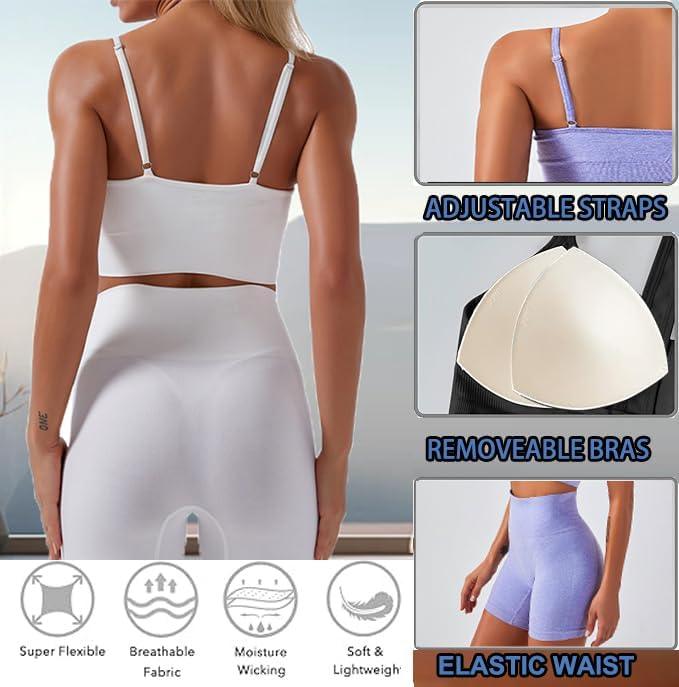 HANERDUN 2 Piece Workout Set for Women Outfit Gym High Waist Leggings with Sport Bra - Which Mark