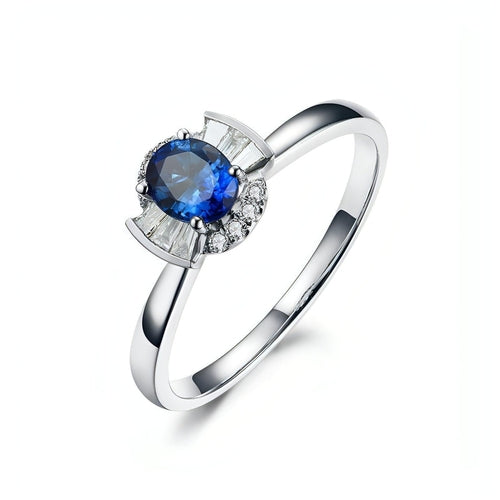 Sapphire & Diamond Inlaid 18K Gold Women's Ring - Which Mark