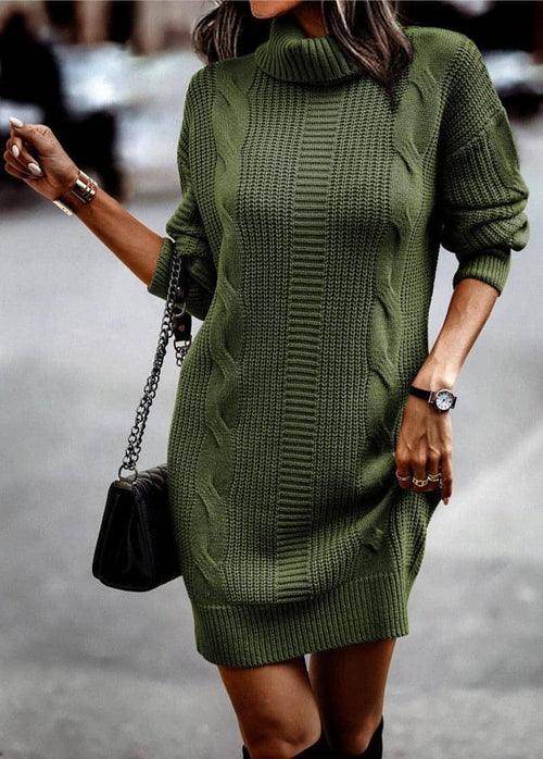 Women's Turtleneck Long Sleeve Narrow Sweater Dres - Which Mark