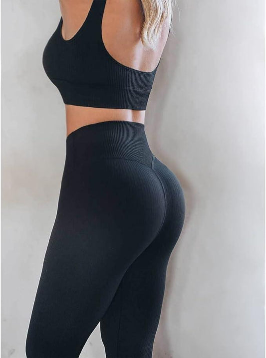 Exercise Outfits for Women 2 Pieces Ribbed Seamless Yoga Outfits Sports Bra and Leggings Set Tracksuits 2 Piece - Which Mark