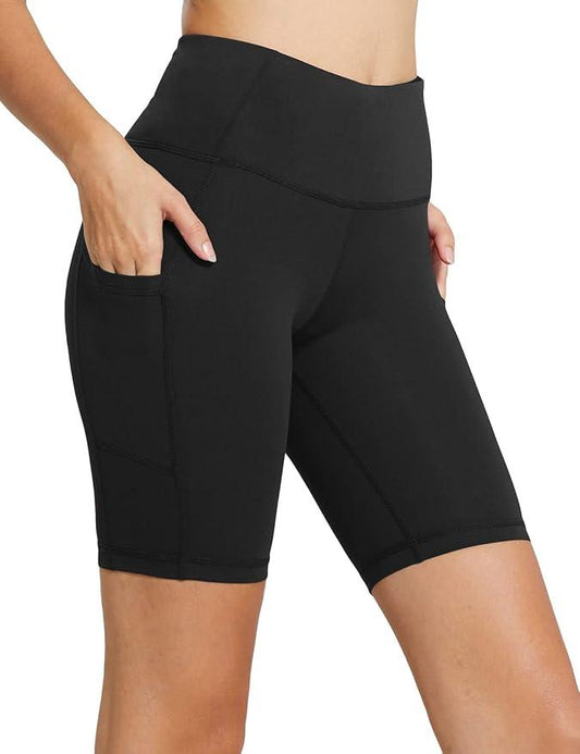 baleaf Women's Biker Shorts Workout Shorts 8"/ 5" High Waisted Athletic Yoga Summer Gym Running Swim Shorts Pockets - Which Mark