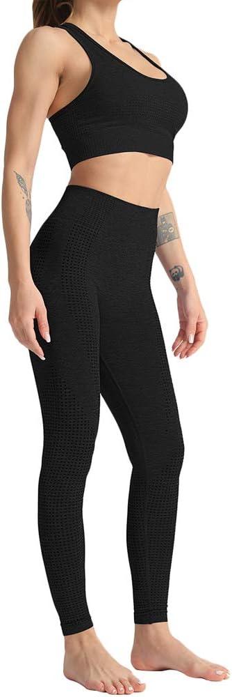 Women 2 Piece Workout Outfits Sports Bra Seamless Leggings Yoga Gym Activewear Set - Which Mark