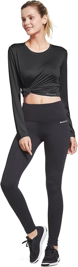 baleaf Long Sleeve Workout Tops for Women Running Athletic Shirts Active Quick Dry Lightweight Moisture Wicking - Which Mark