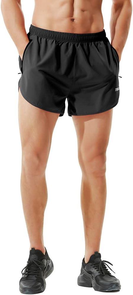 TENJOY Men's Running Shorts Gym Athletic Workout Shorts for Men 3 inch Sports Shorts with Zipper Pocket - Which Mark