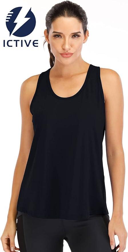 ICTIVE Workout Tops for Women Loose Fit Racerback Tank Tops for Women Mesh Backless Muscle Tank Running Tank Tops - Which Mark