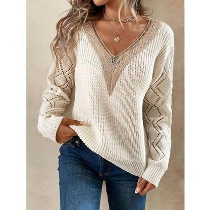 Spring And Autumn V-neck Sweater New Loose Casual Women - Which Mark