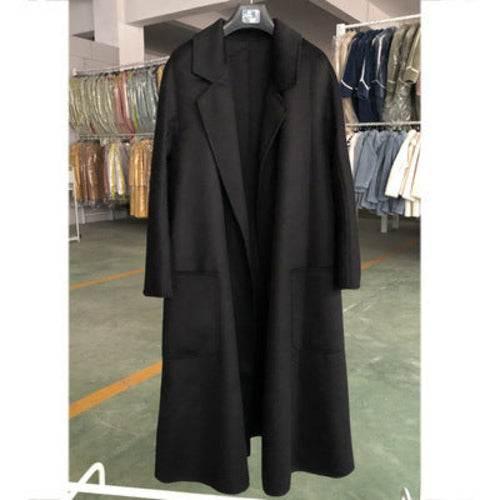 Women's Long Water Ripple Double-Sided Wool Coat – Elegant & Versatile - Which Mark