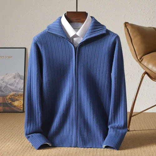 Pure Wool Sweater Men's Lapel Full Zipper - Which Mark