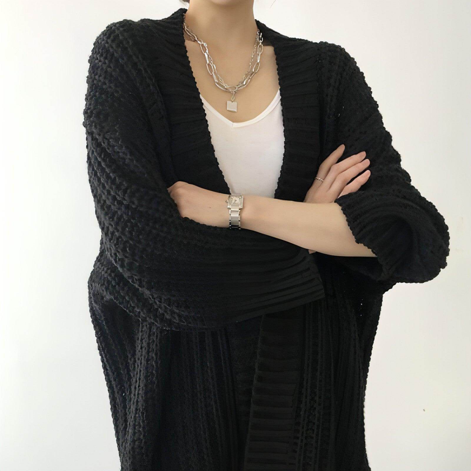 Retro Lazy Coat Loose Mid-length Sweater Jacket Women - Which Mark