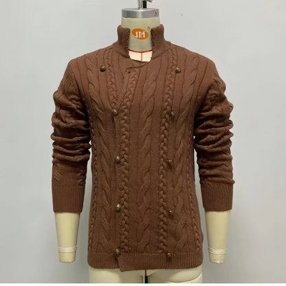 Long Sleeve Double Breasted Cardigan Sweater Coat Men - Which Mark