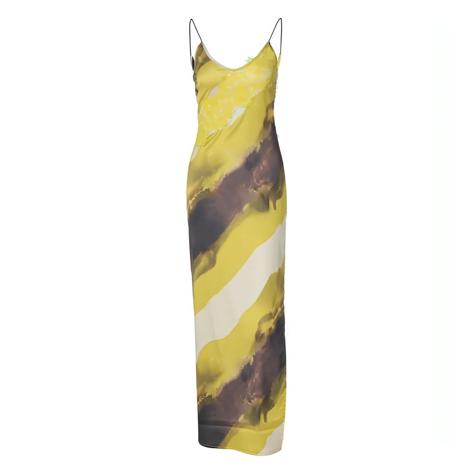Women's Fashion Printed V-neck Backless Slit Sling Dress - Which Mark